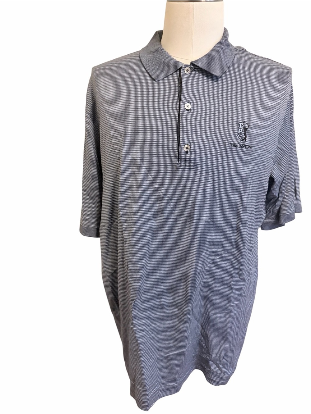 Bobby jones XL Men's white & Black Micro-Check TPC The Canyons Golf Polo Shirt